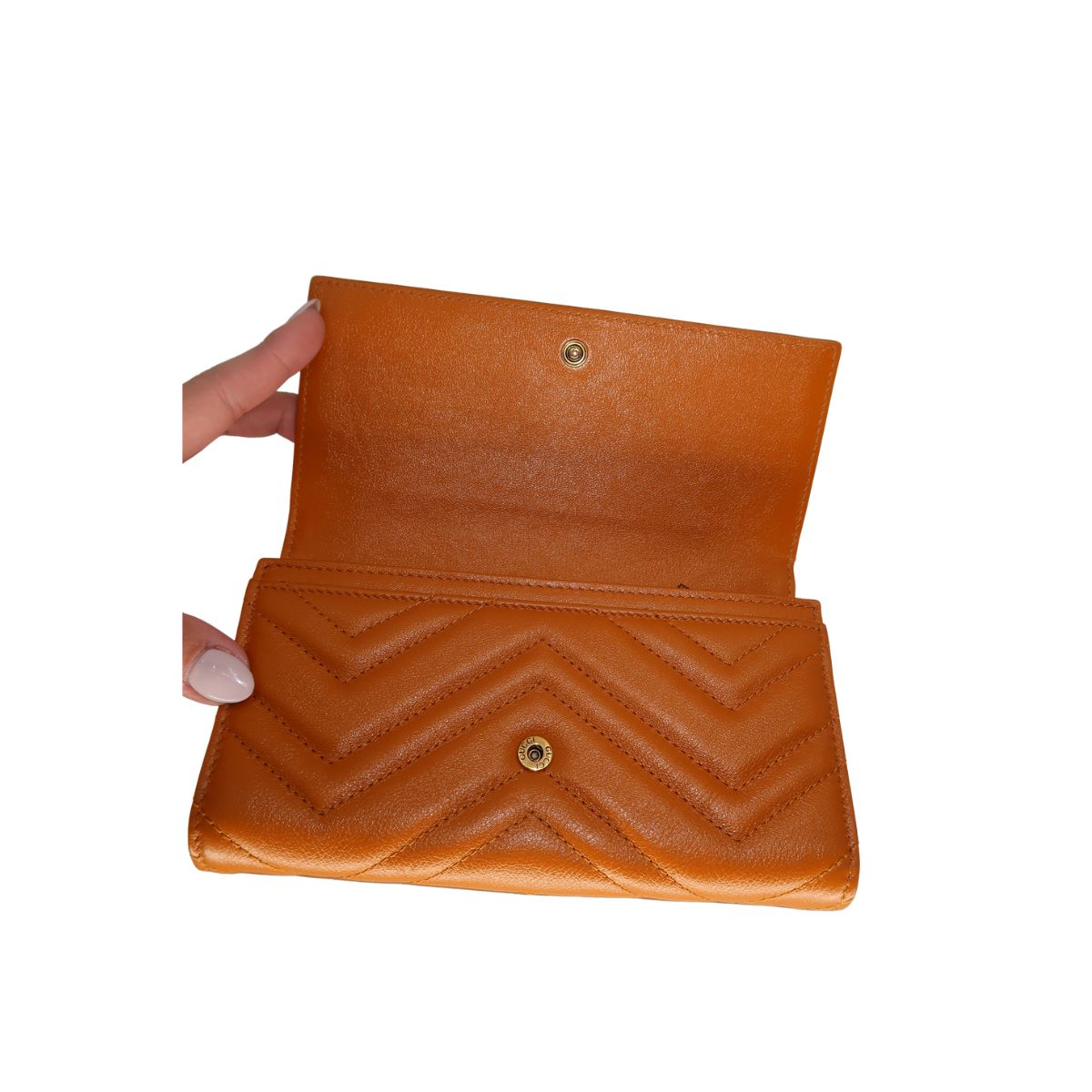 Gucci Leather Quilted GG Marmont Foldable Long Wallet