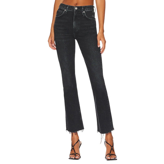 Citizens of Humanity Black Cotton Denim Isola Cropped Jeans Women's