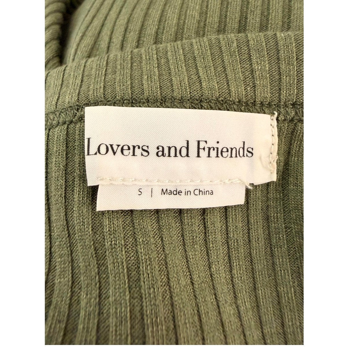 Lovers and Friends Rib Knit Bradian Square Neck Mini Dress Green Women's Size S