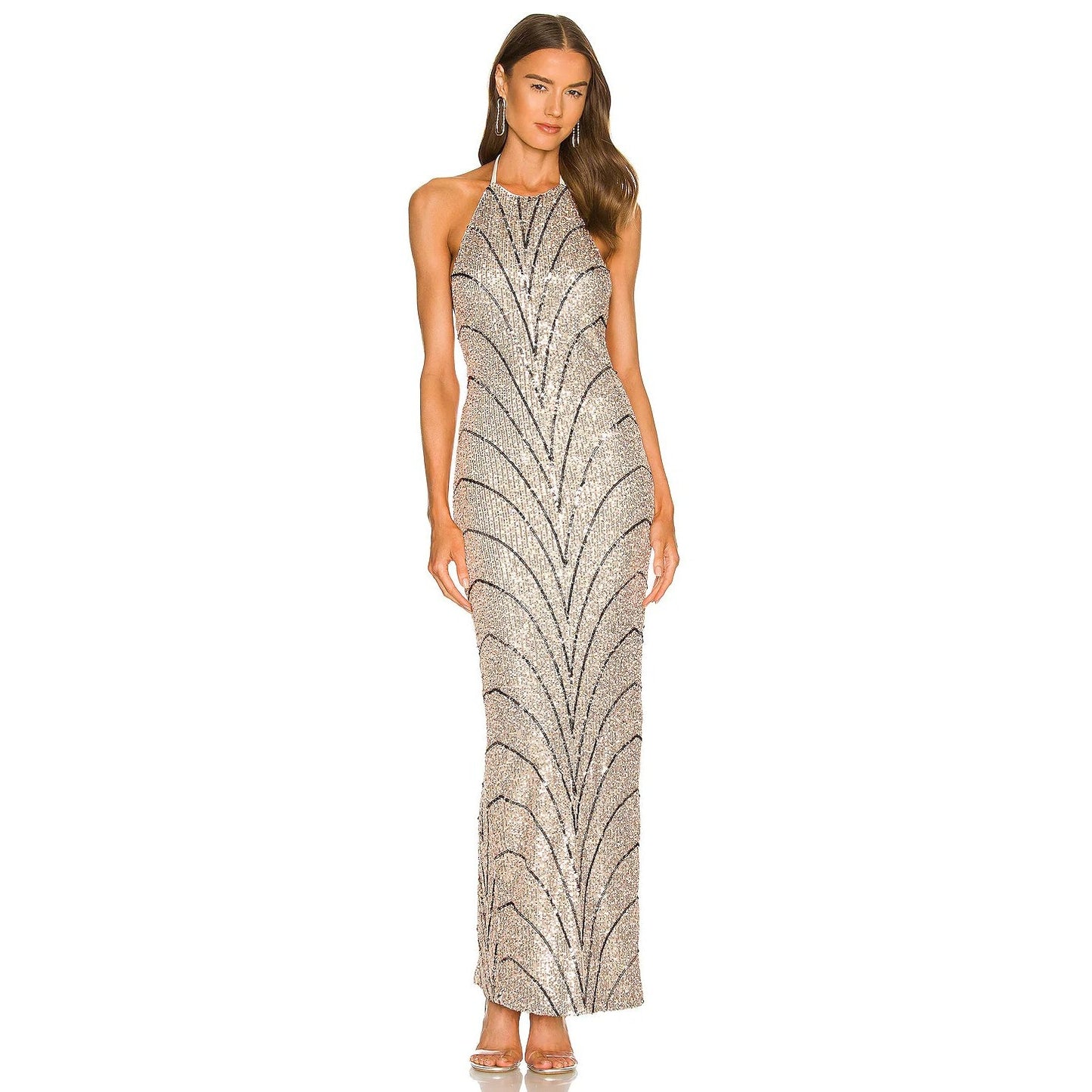 MIchael Costello x Relove Sequin Halter Neck Sheath Maxi Dress