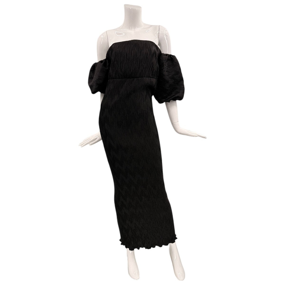 L'Idee Du Cap Off-The-Shoulder Puff-Sleeve Pleated Midi Dress
