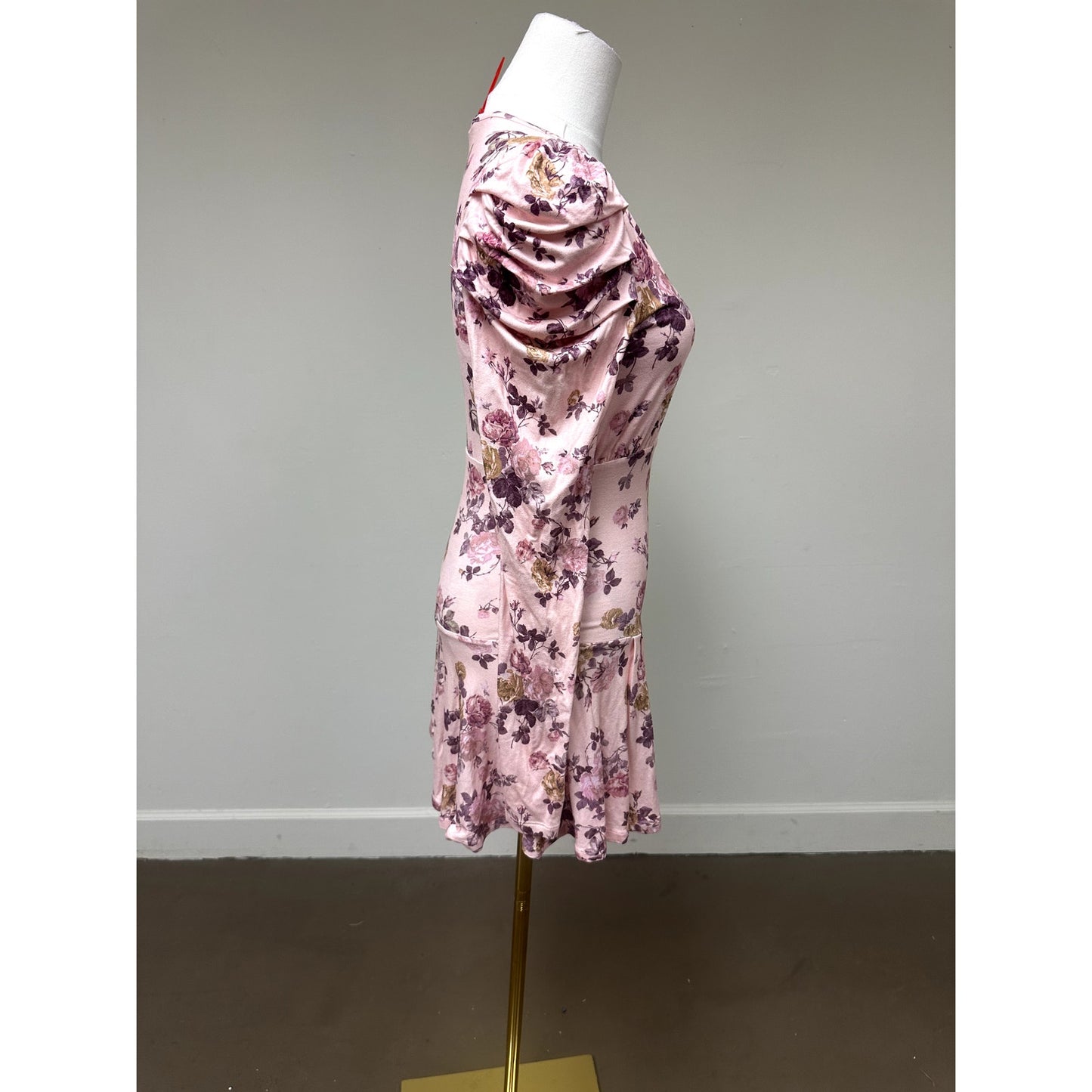 LoveShackFancy Maren Mini Dress in Floral with Puff Sleeves and V-Neck