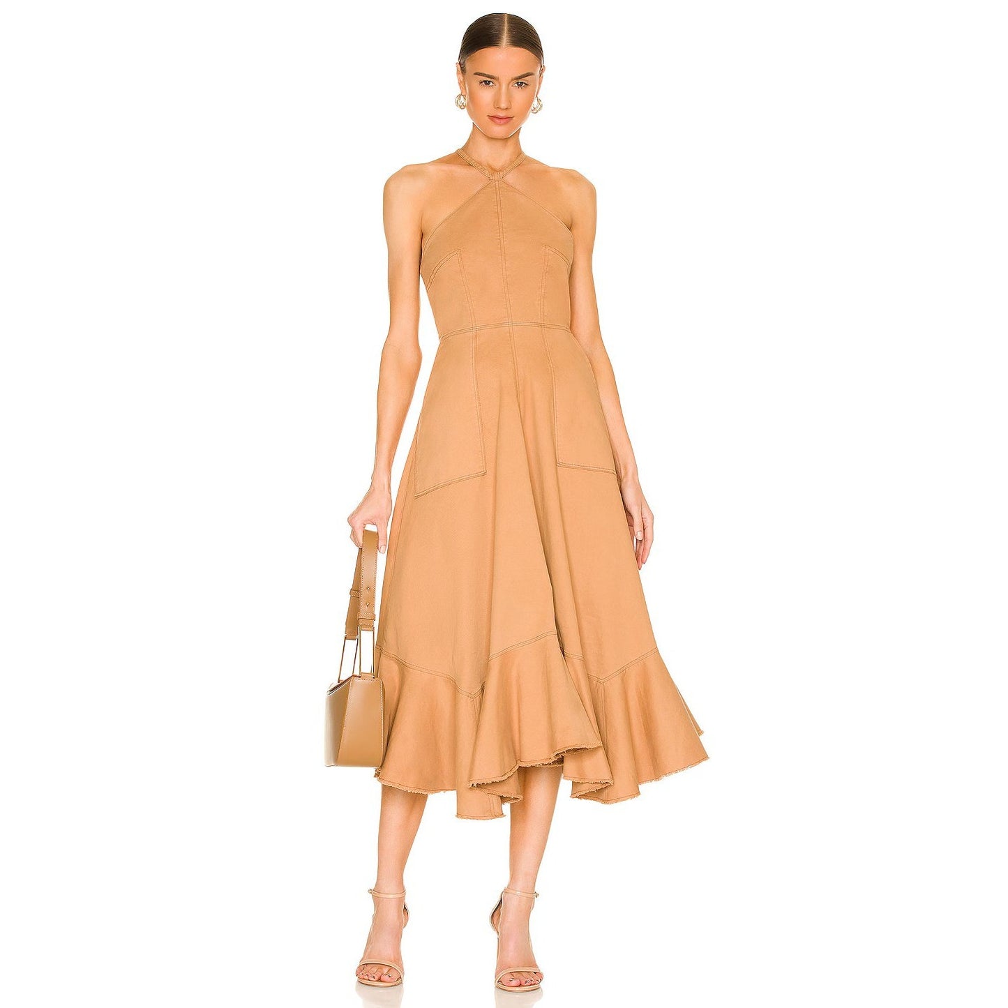 Cinq A Sept Cotton Audrey Halter Asymmetrical Midi Dress Women's