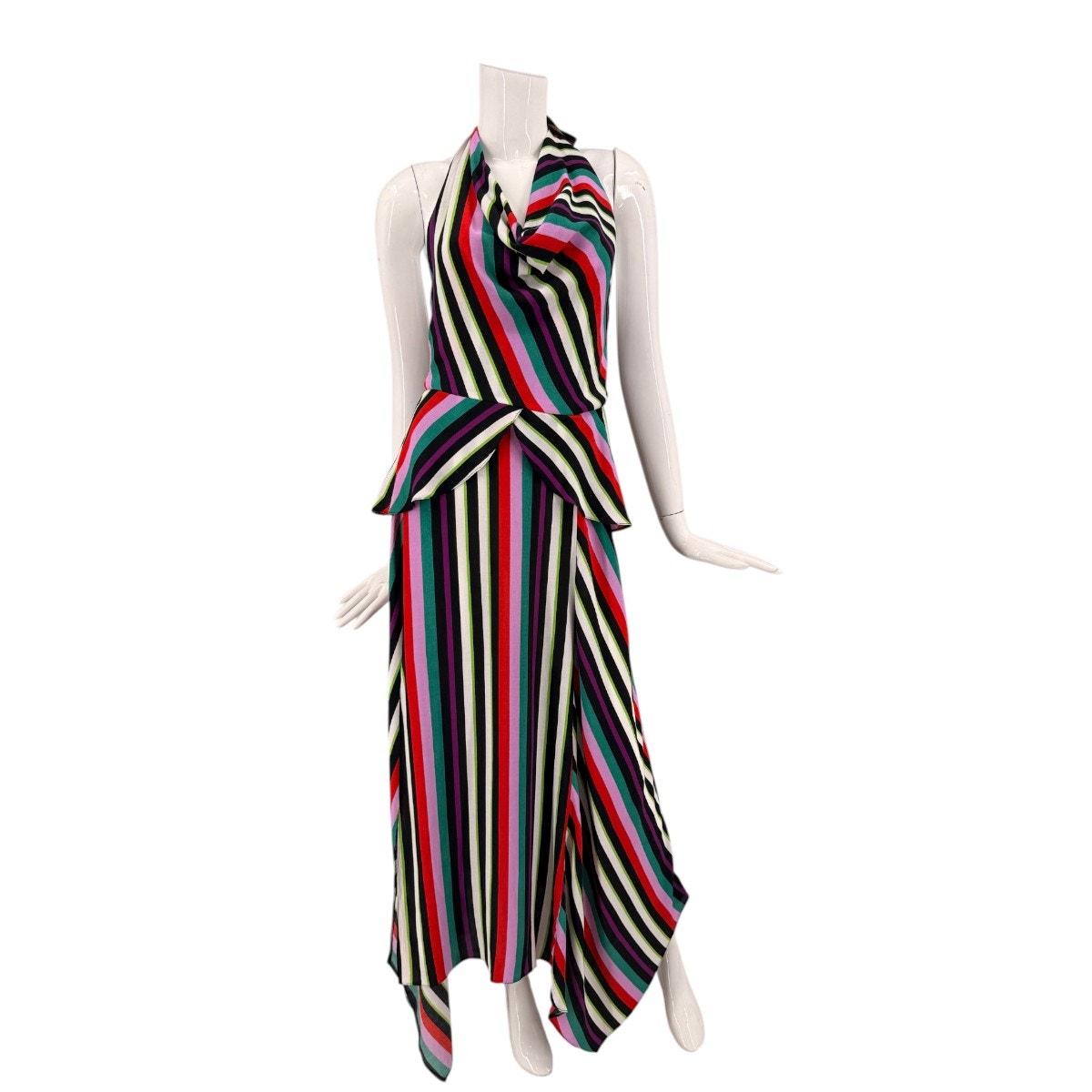 Topshop Stripe Halter Neck Sleeveless Maxi Dress Multicolor