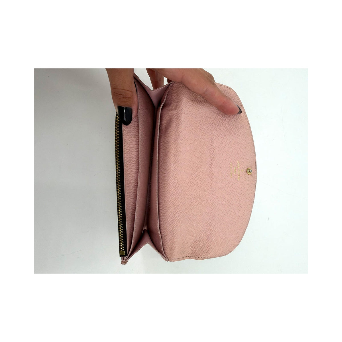 Louis Vuitton Damier Ebene Long Flap Wallet Rose Ballerine Pink