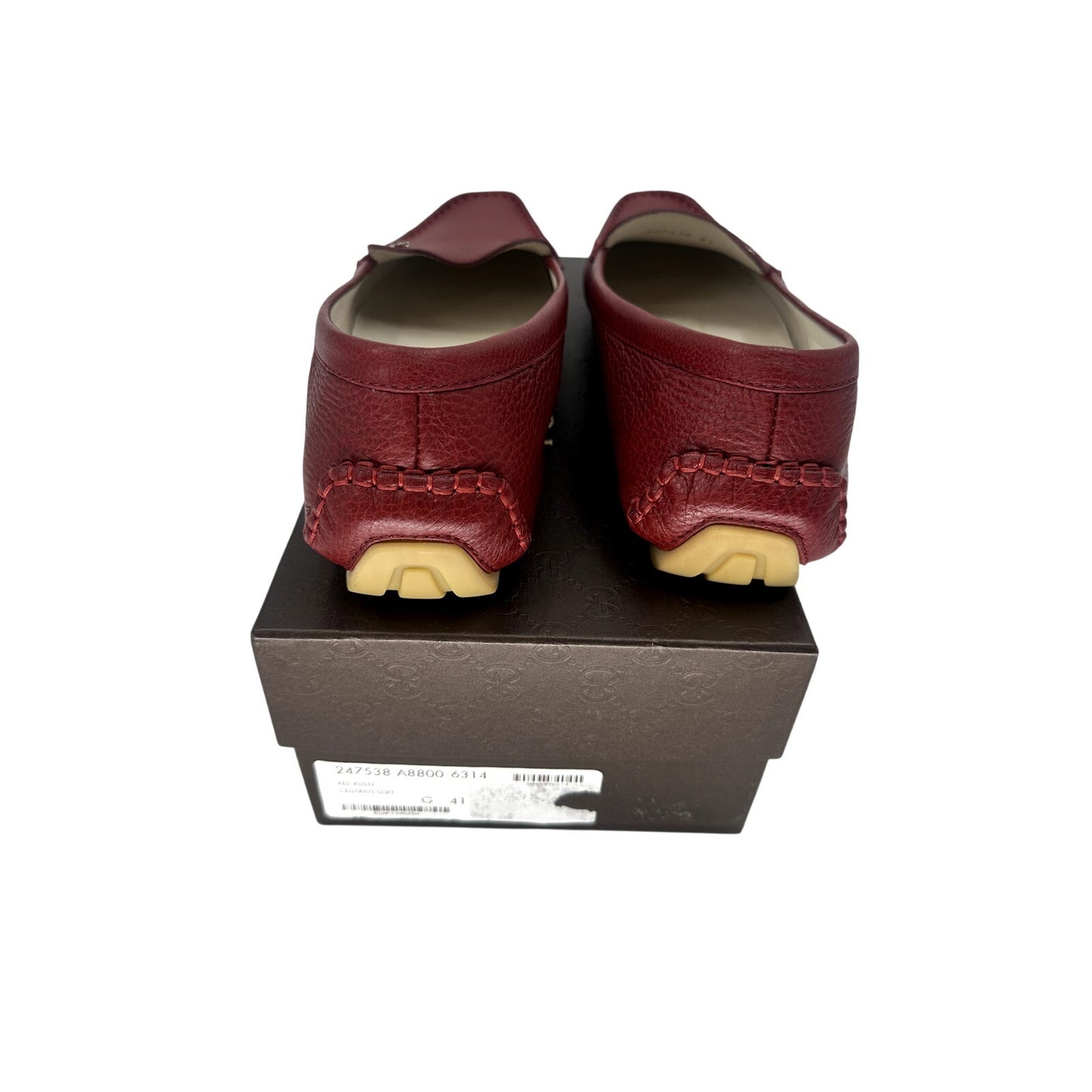 Gucci Leather Logo Accent Slip On Moccasin Flats Loafers