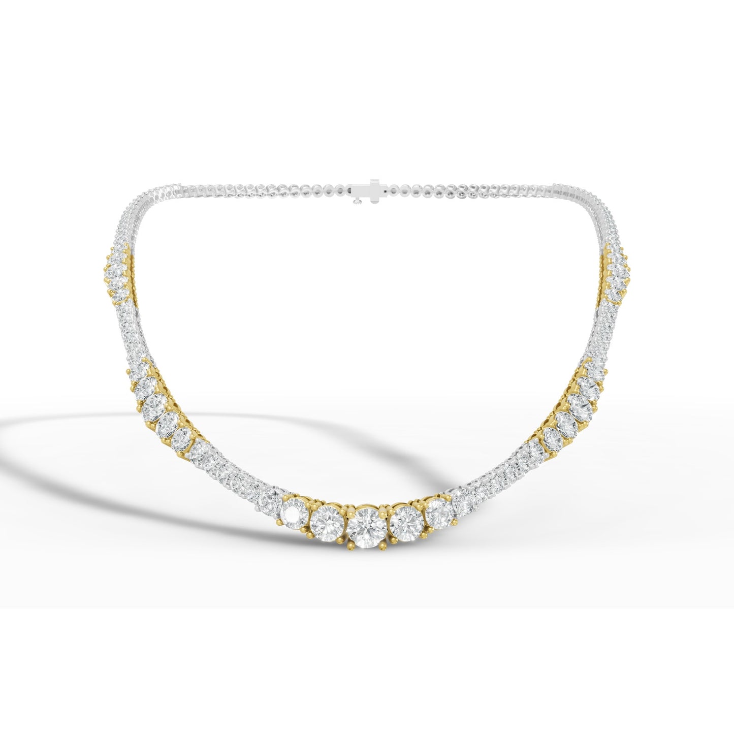15.63 CTW 14K Two-Tone Gold Diamond Tennis Necklace