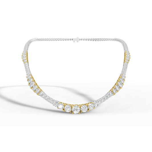 15.63 CTW 14K Two-Tone Gold Diamond Tennis Necklace