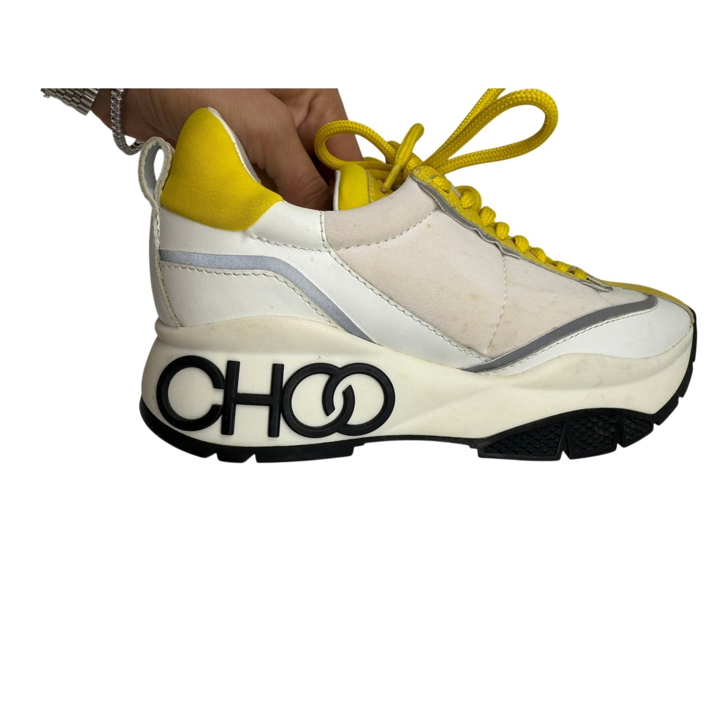 Jimmy Choo Leather Fabric Low Top Raine Sneakers