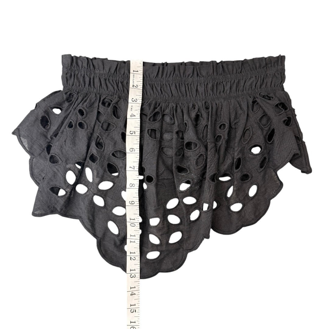 Luxxel Palm Chains Eyelet Embroidered Two Piece Maxi Skirt Set Black Women's S