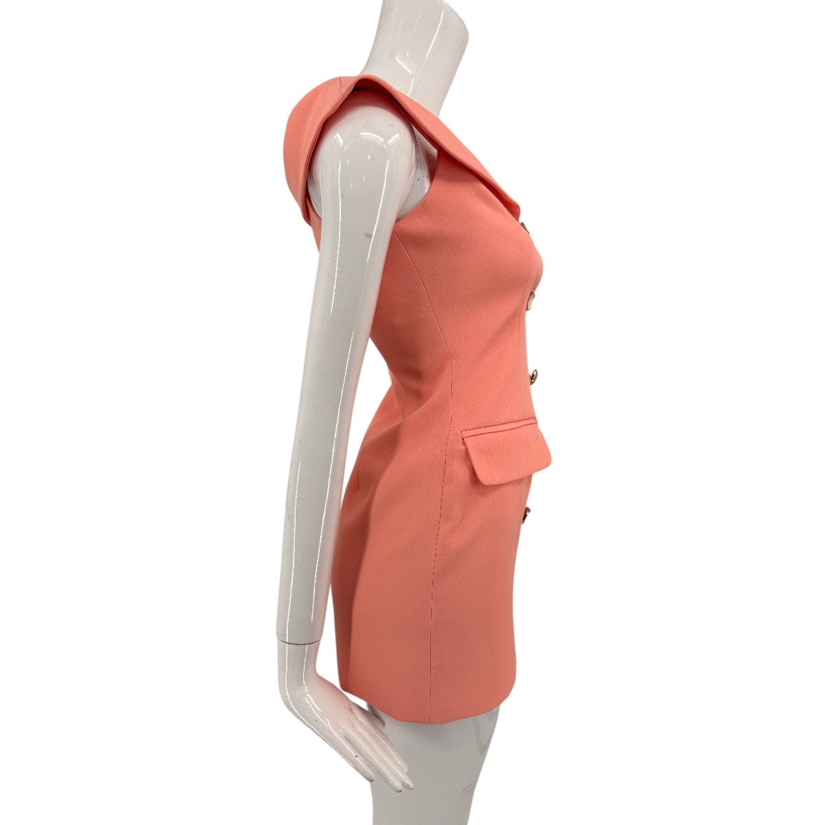 Line & Dot Kasia Button Accent Off Shoulder Mini Dress Coral Women's Size XS