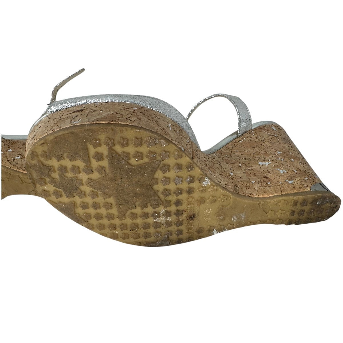 Jimmy Choo Metallic Leather Cork Wedge Sandals