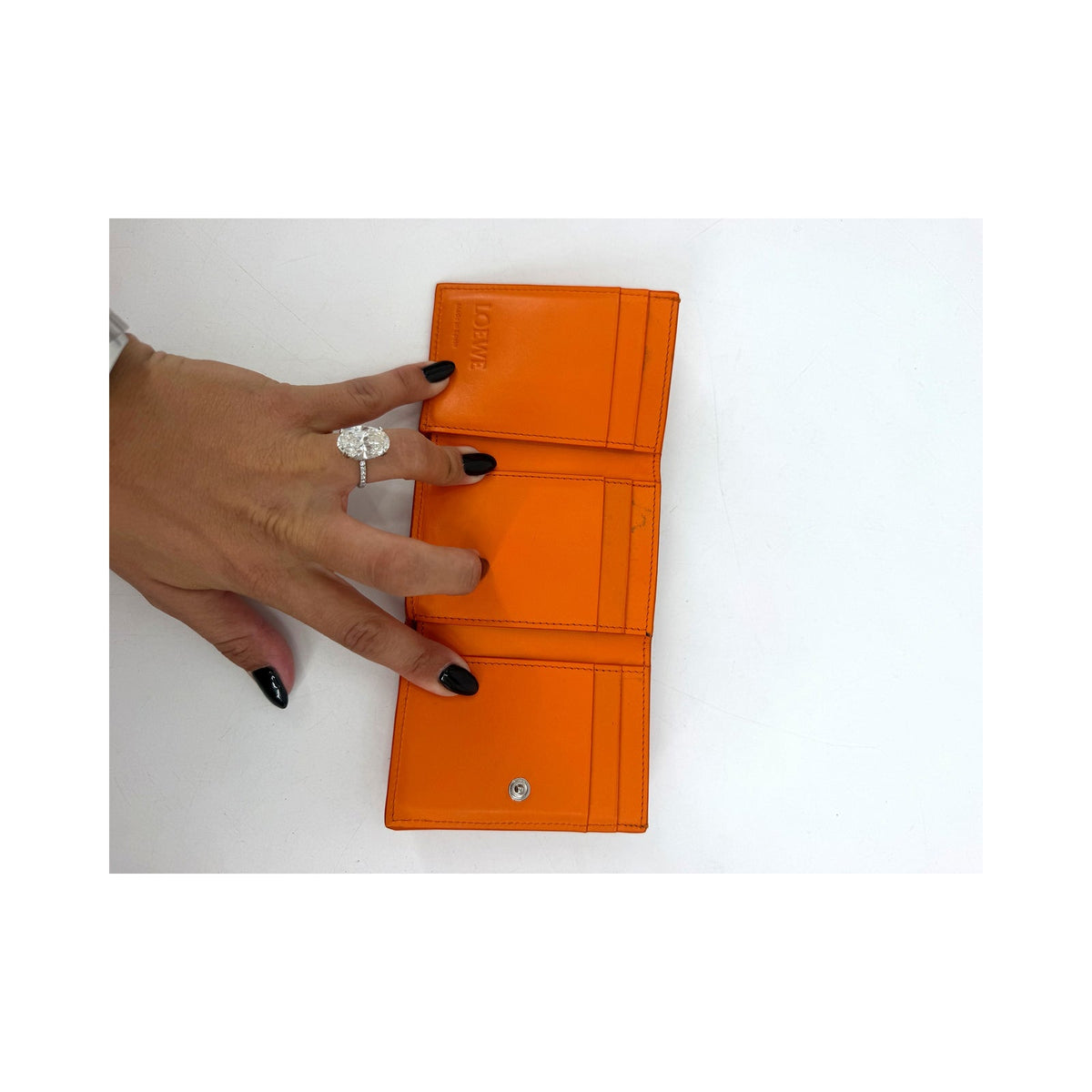 Loewe Anagram Embossed Leather Compact Wallet Orange