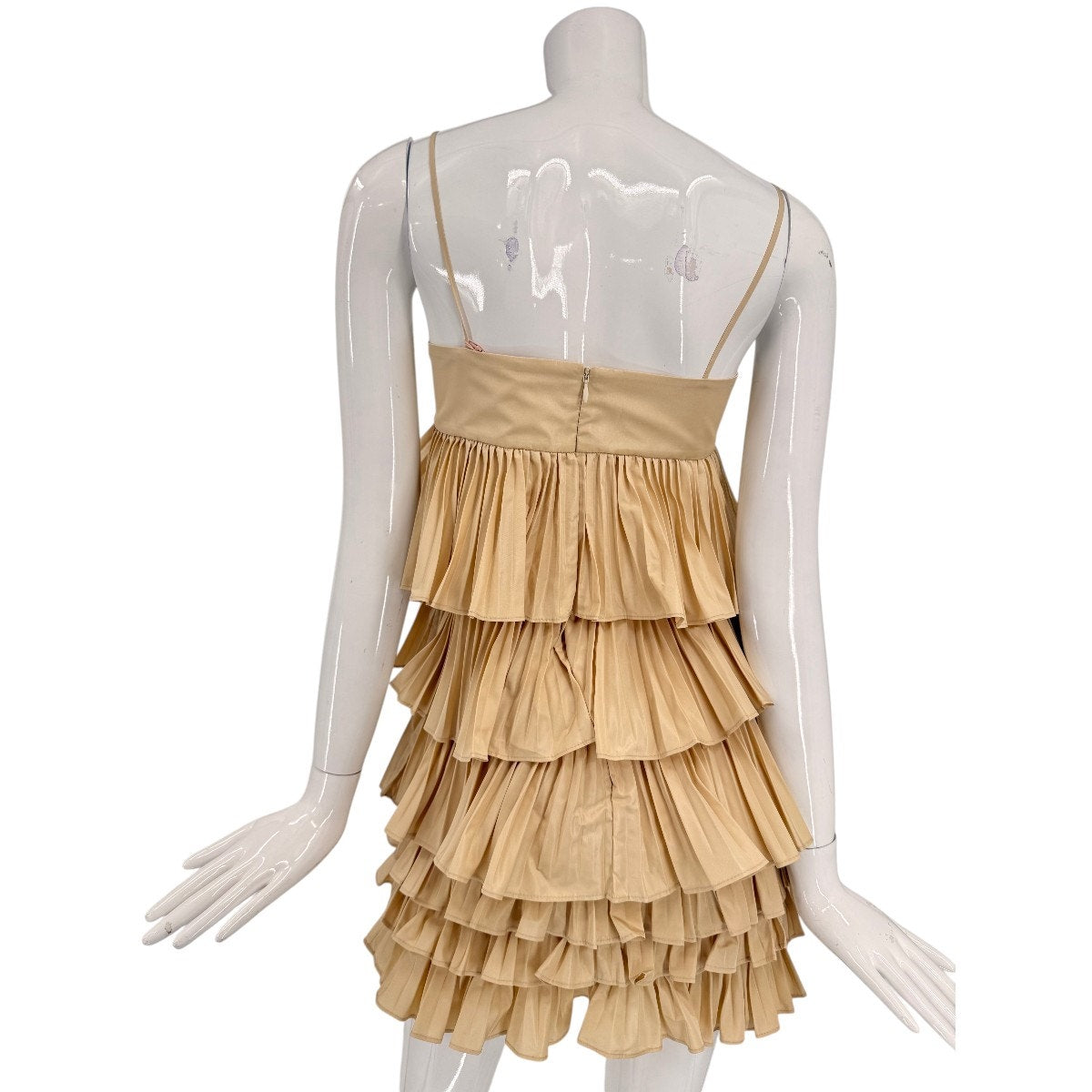 Alexis Corsini Pearl Tiered Plissé Ruffle Mini Dress Women's Size Small