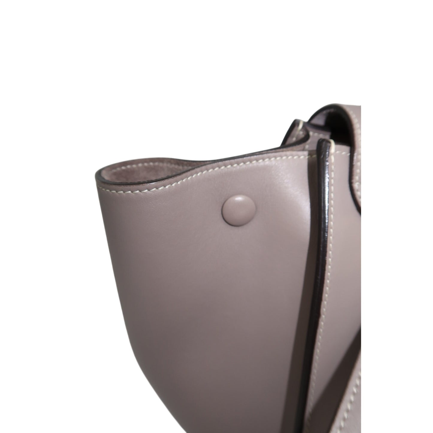 Celine Trapeze Shoulder Bag Gray Calfskin Leather Suede Trim