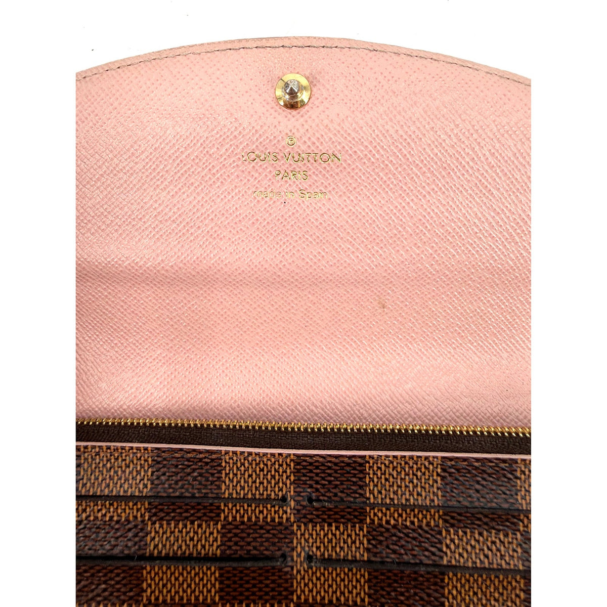 Louis Vuitton Damier Ebene Long Flap Wallet Rose Ballerine Pink