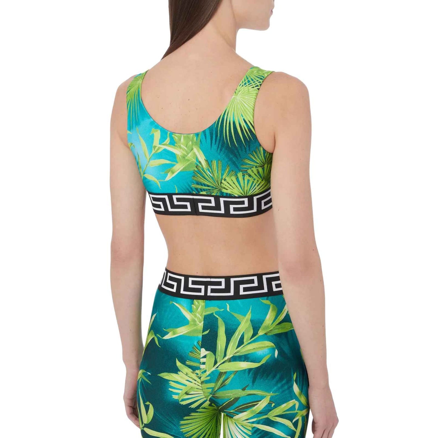 Versace Jungle Print Stretchy Pullover Sports Bra