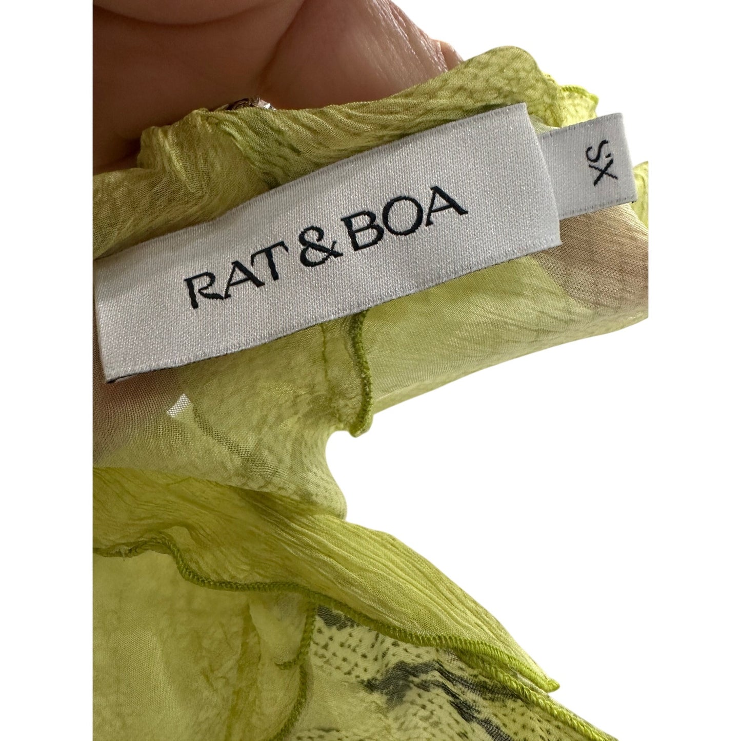 Rat & Boa Cobra Lime Sheer Mesh Co-Ord Blouse Maxi Skirt Set Women's Size XS/S