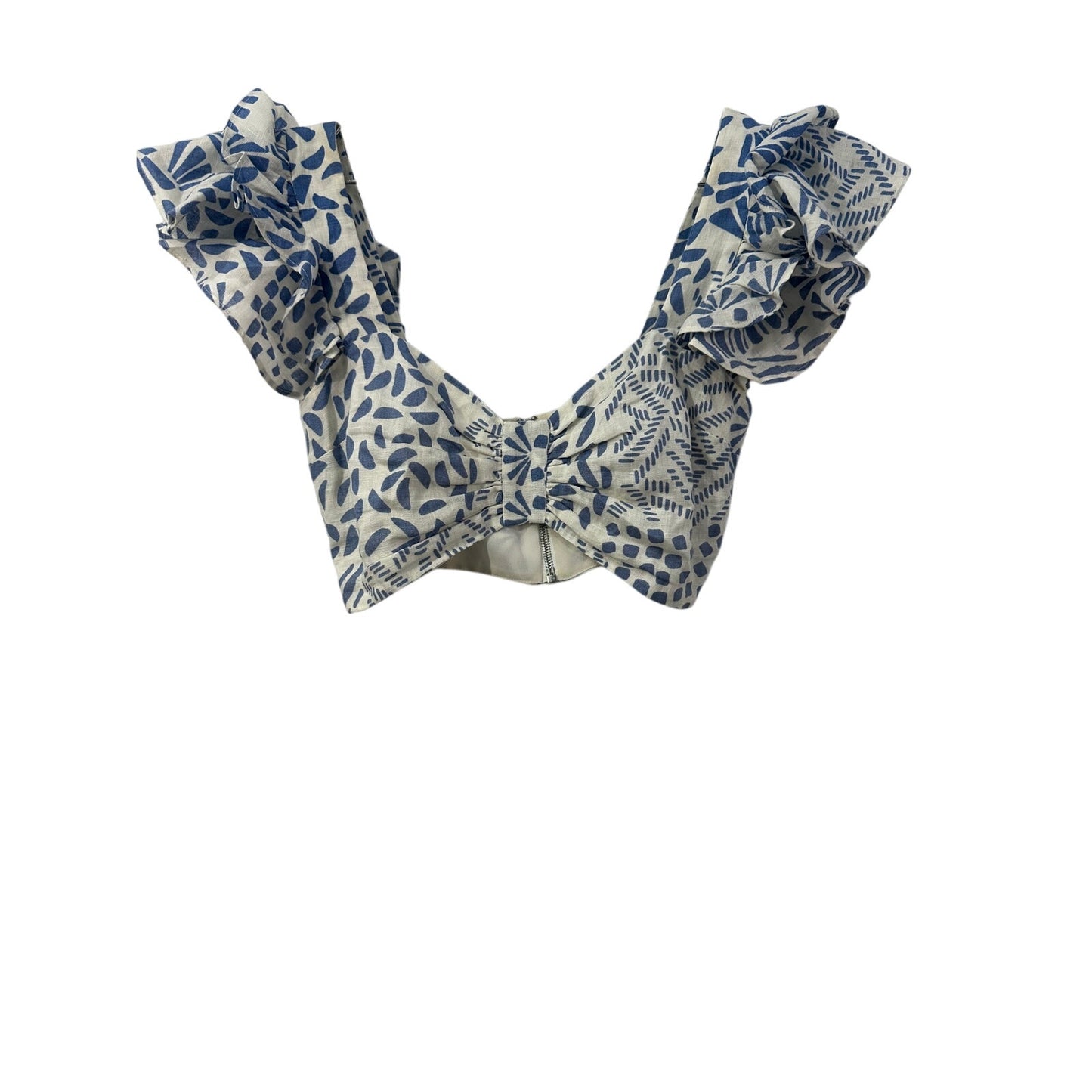 ALEXIS Blue & White Printed Crop Top and Wide Leg Pants Set