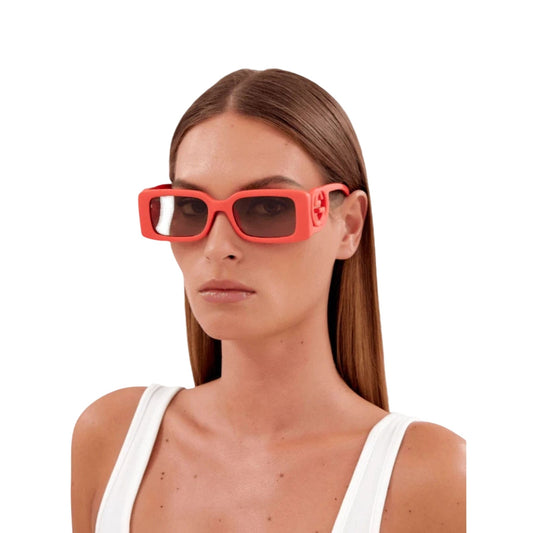 Gucci GG1325S Red Interlocking G Rectangular Sunglasses Women's 54-19-140