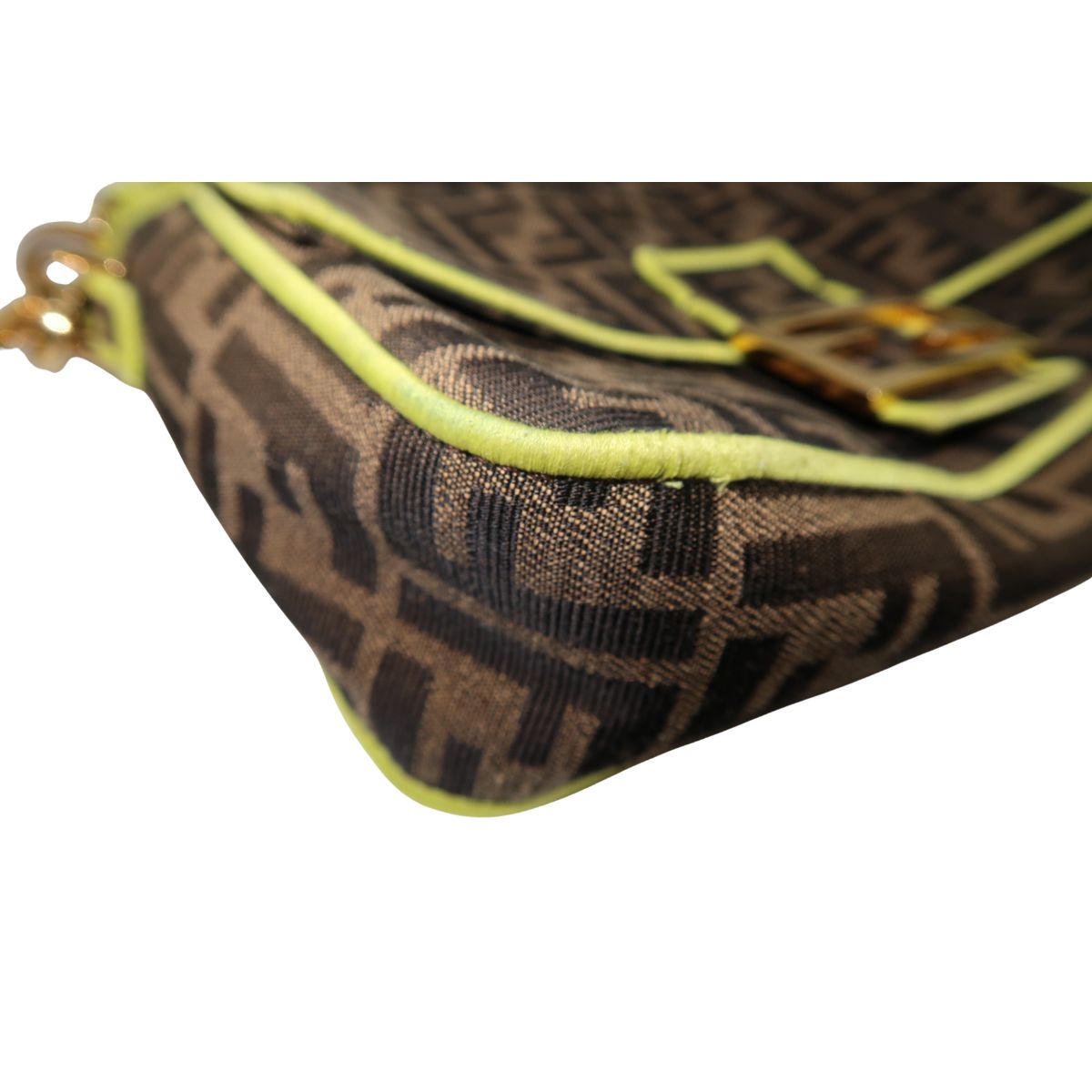 Fendi Zucca Embroidered FF Logo Canvas Baguette Shoulder Bag