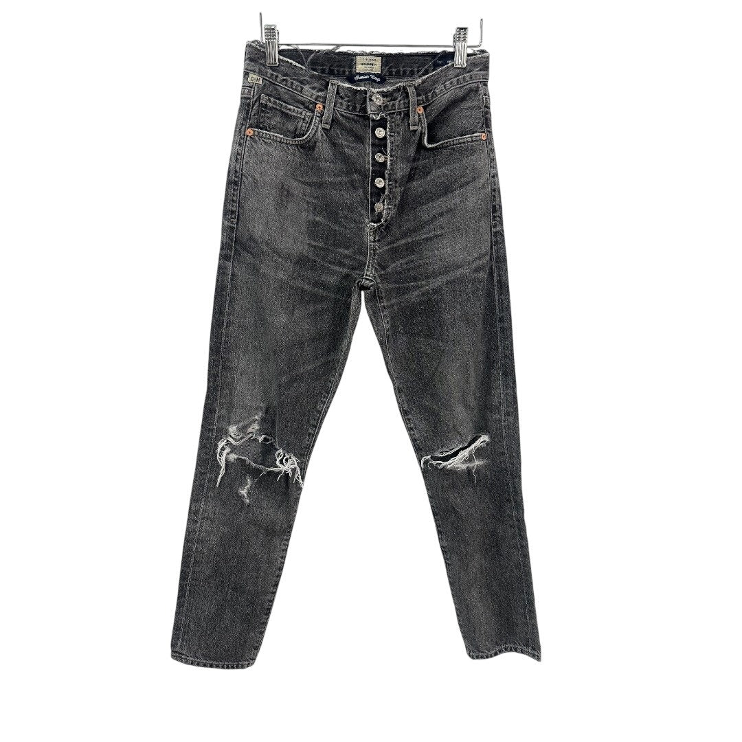Citizens of Humanity Black Cotton Liya High-Rise Classic Fit Crop Jeans