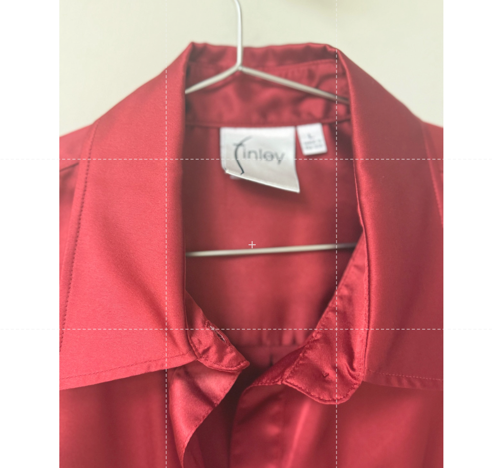 Finley Jenna Satin Ruffle Accent Long Sleeve Button Up Blouse Red Women's Size L