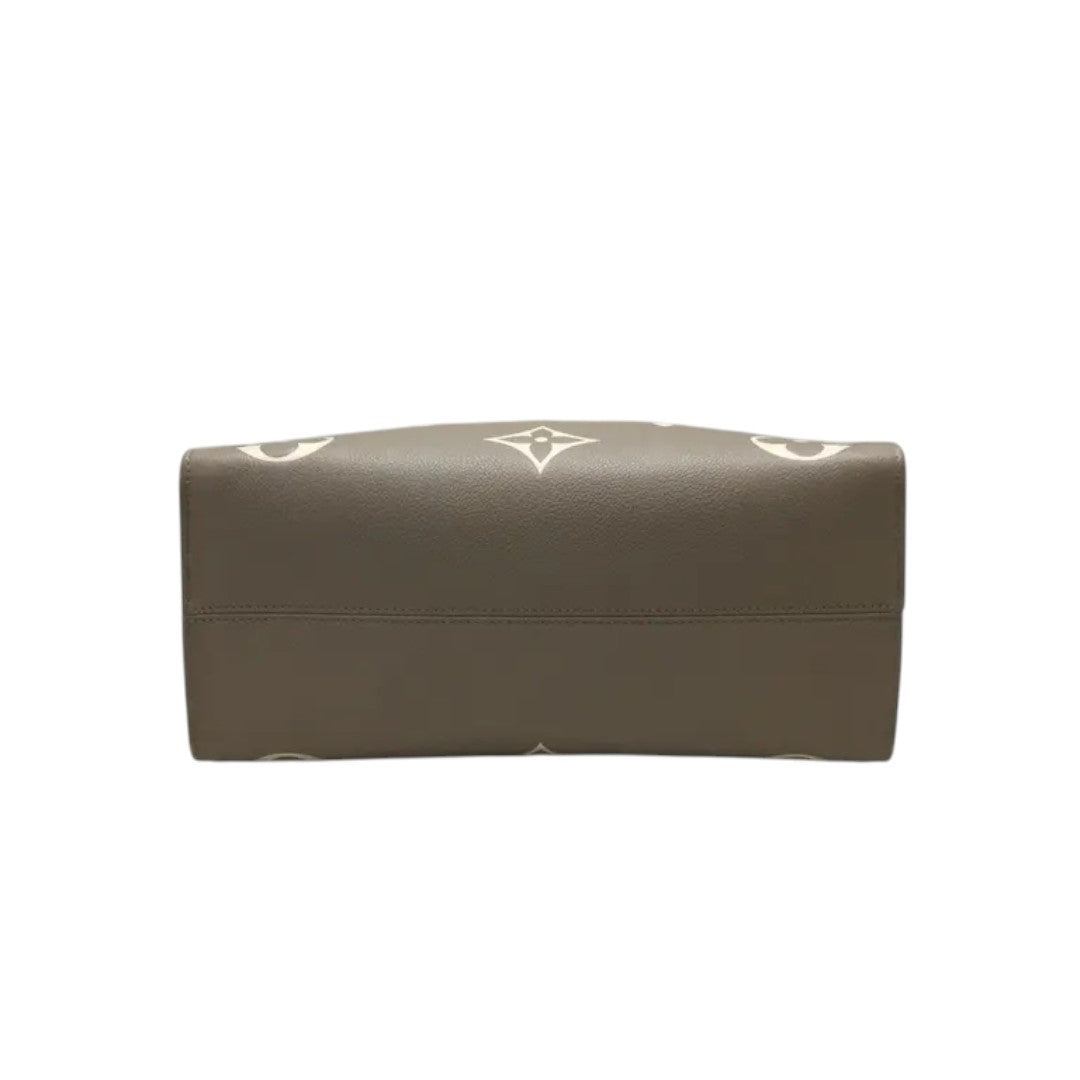 Louis Vuitton On-The-Go Tote Bag Tourterelle/Crème Empreinte Leather Monogram
