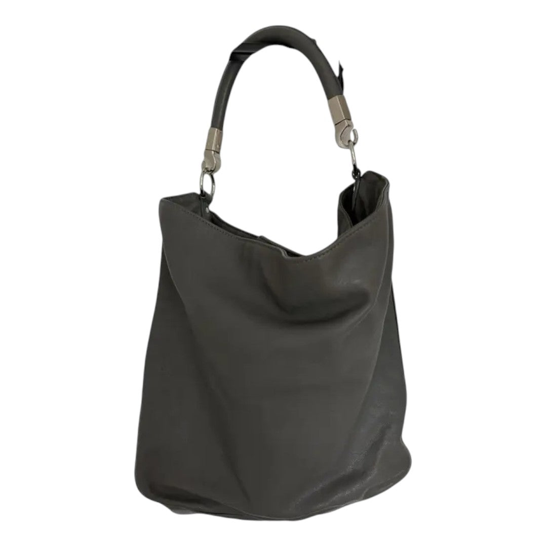 YSL Yves Saint Laurent Rive Gauche Large Roady Hobo Shoulder Bag Gray