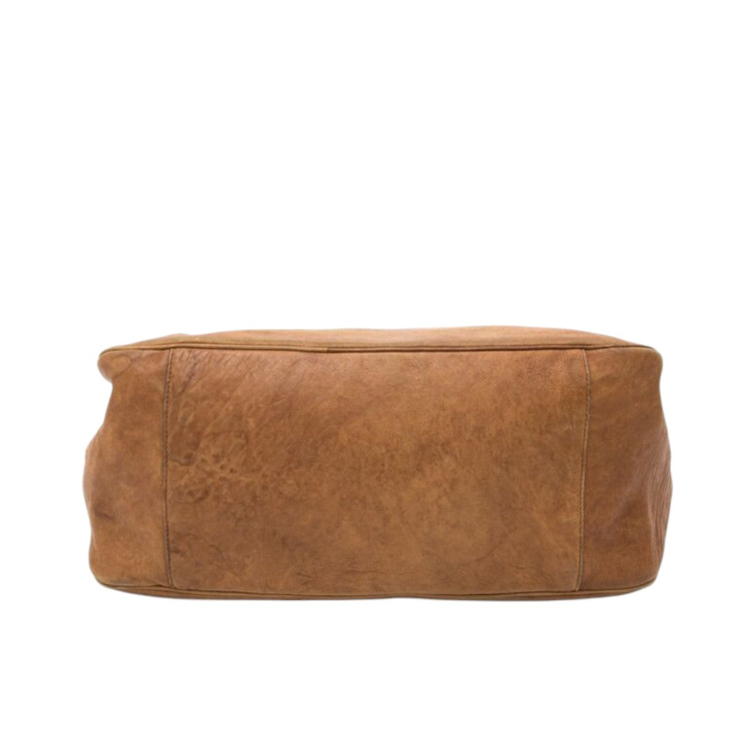 YSL Yves Saint Laurent Large Roady Hobo Bag Cognac Leather Leopard Lining