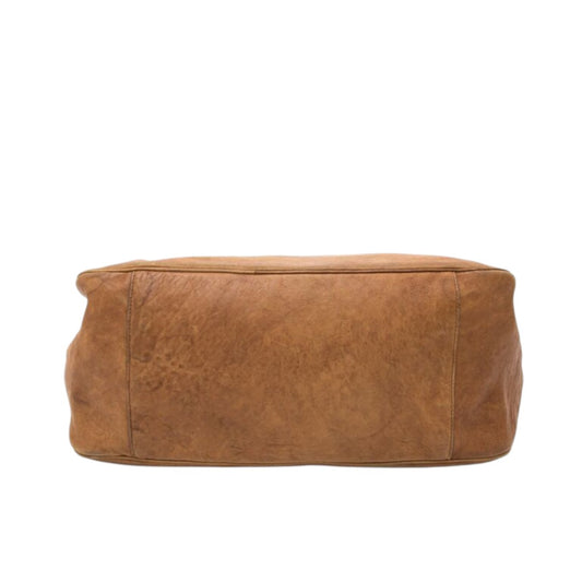 YSL Yves Saint Laurent Large Roady Hobo Bag Cognac Leather Leopard Lining