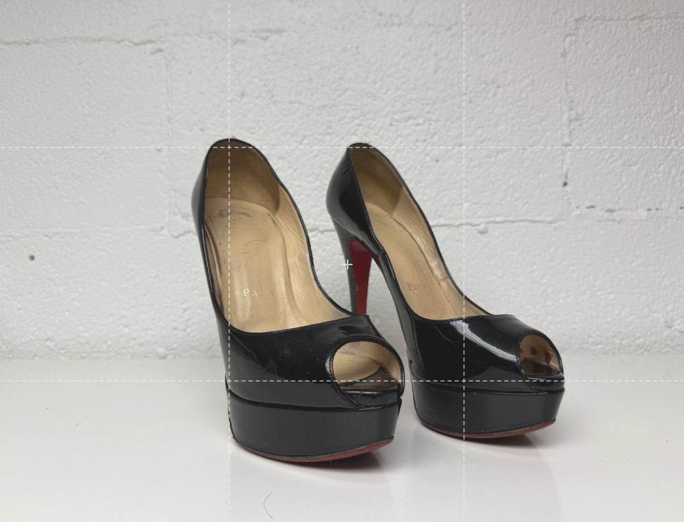 Christian Louboutin Patent Leather Lady Peep 150 Platform Pumps Black Size 37.5