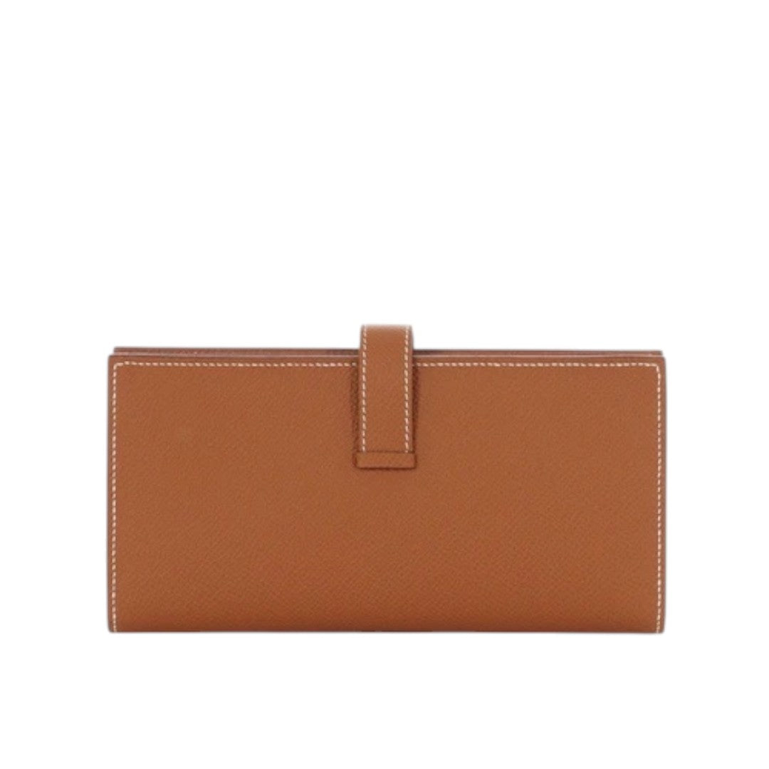 Hermes Brown Leather Bearn Souffle Gusset Wallet