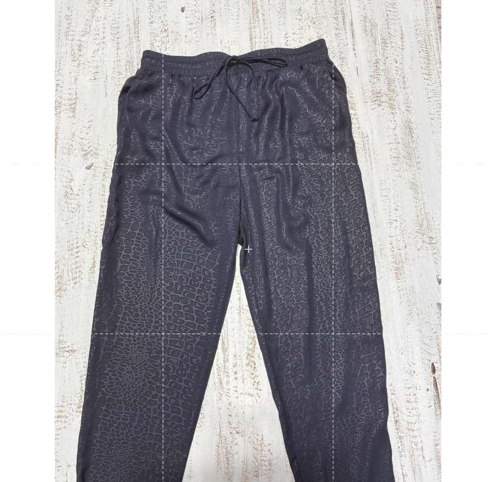 Krisa Crocodile Print Drawstring Straight Pants Black Women's Size M