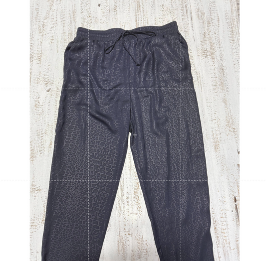 Krisa Crocodile Print Drawstring Straight Pants Black Women's Size M