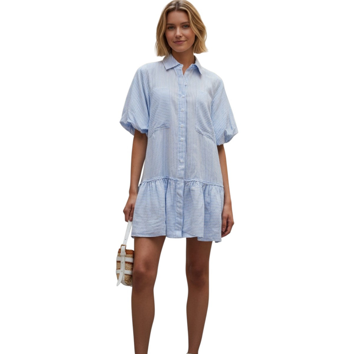 Jonathan Simkhai Linen Crissy Striped Mini Shirt Dress