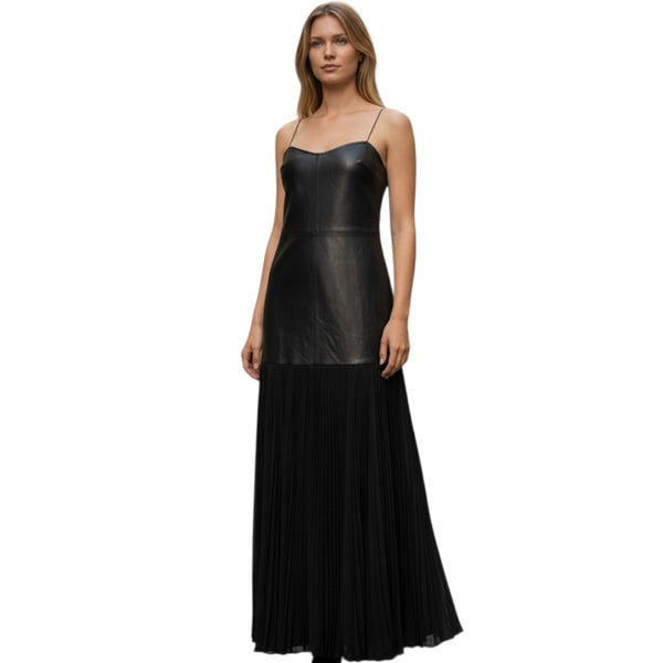 Alexis Faux Leather Kaleena Pleated Maxi Dress