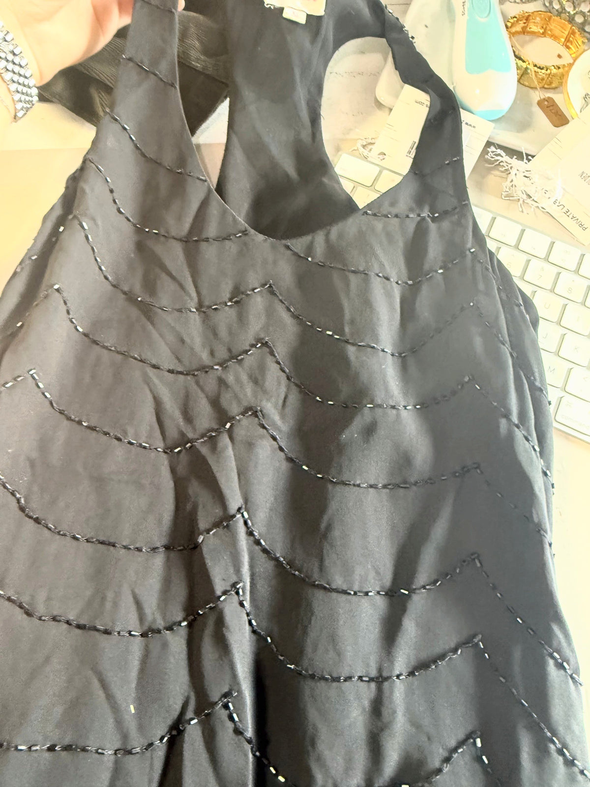 Parker black beaded silk blouse