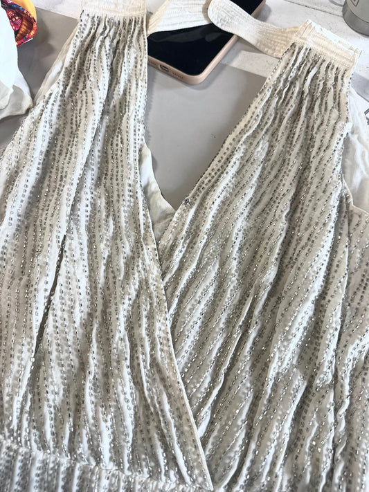 Parker beaded ivory silk blouse