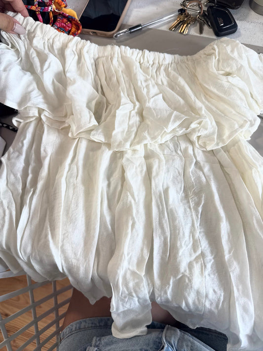 Mustard Seed Ivory crop off the shoulder blouse