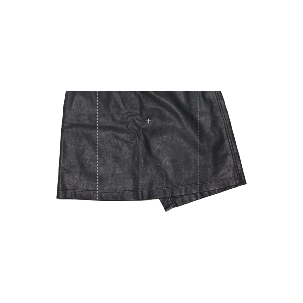 David Lerner Vegan Leather Asymmetrical Wrap Mini Skirt Classic Black Size S