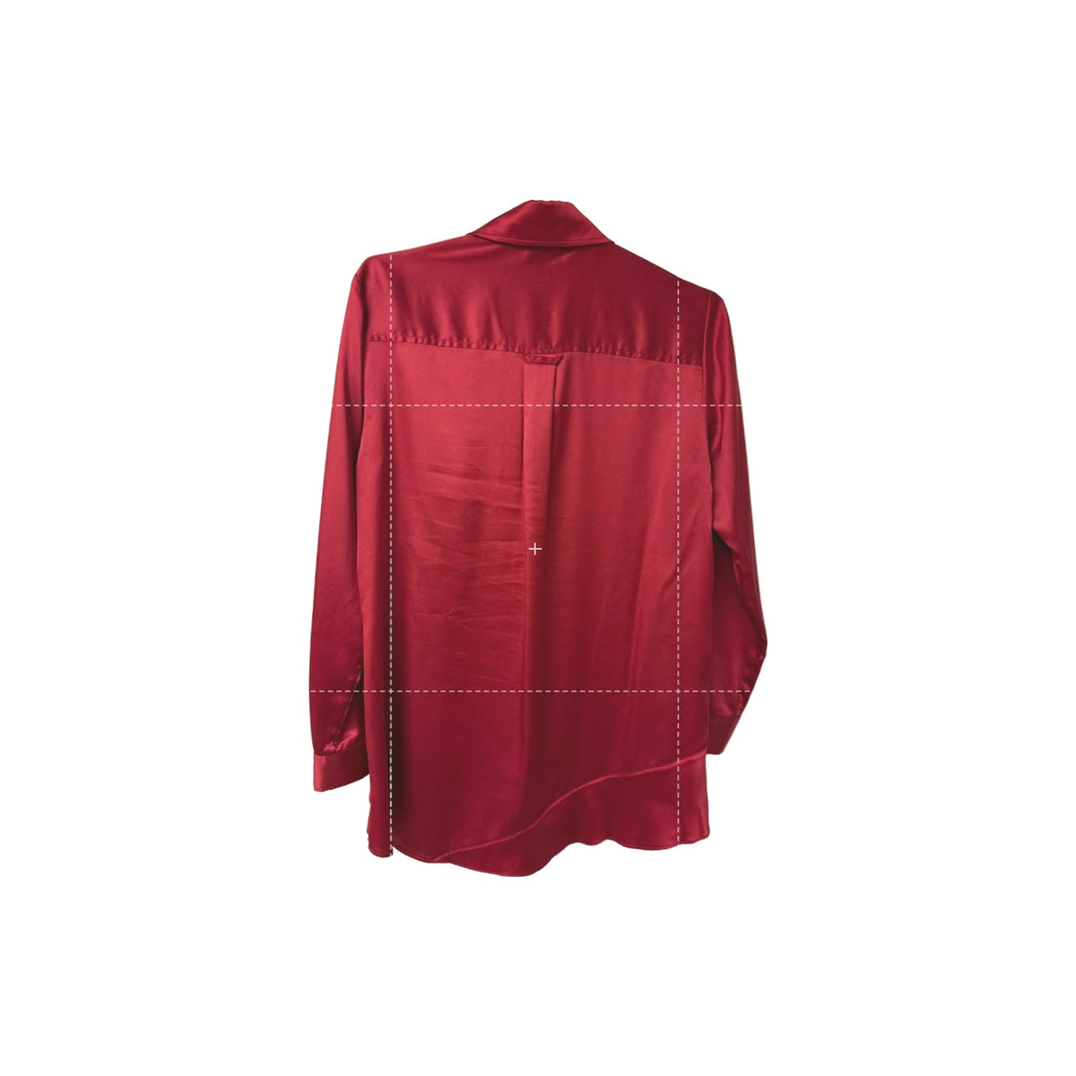 Finley Jenna Satin Ruffle Accent Long Sleeve Button Up Blouse Red Women's Size L