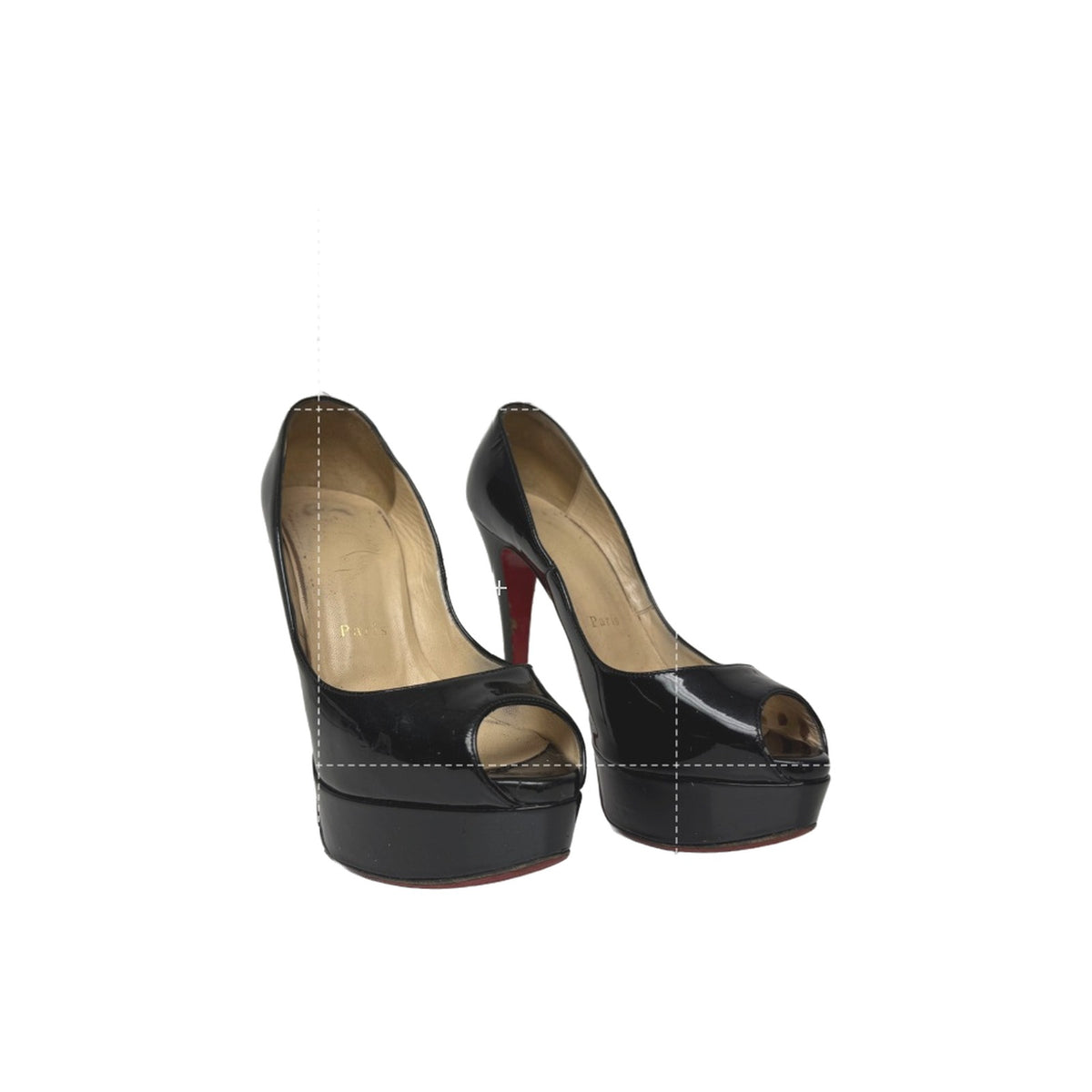 Christian Louboutin Patent Leather Lady Peep 150 Platform Pumps Black Size 37.5