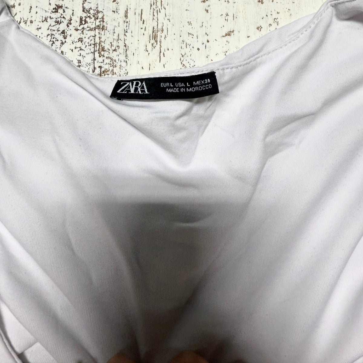 Zara Stretch Slim Fit Round Neck Long Tank Top White Women's Size L