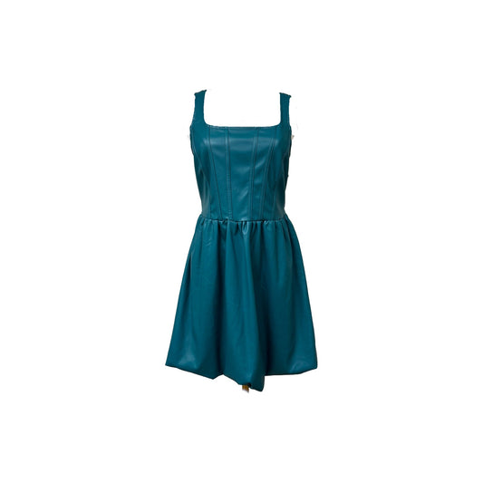 Sincerely Jules Faux Leather Square Neck Corset Bustier Mini Dress Green Size M