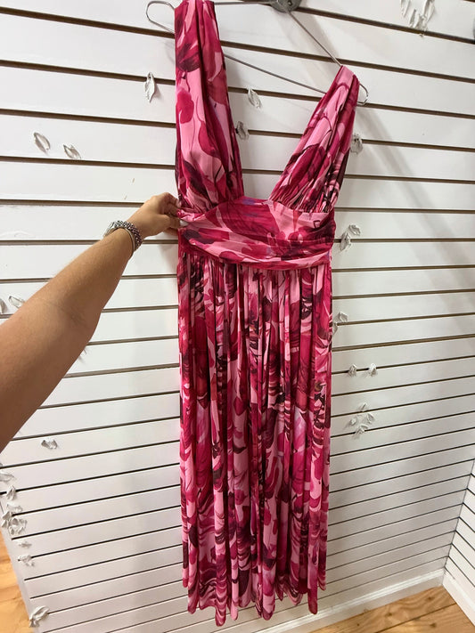 Bronx and Banco Floral Print Camilla One-Shoulder Maxi Dress Pink Size 8