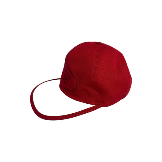 Prada Clear PVC Brim Logo Crest Embroidered Baseball Cap Hat Red Size S