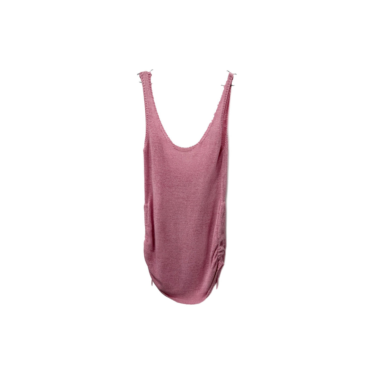 SNDYS Knit Ruched Scoop Neck Sleeveless Mini Tank Dress Pink Size XS