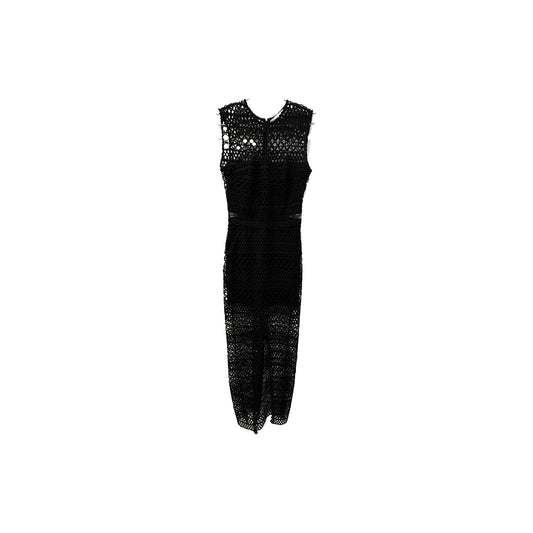 Karina Grimaldi Sleeveless Crochet Sheer Lace Midi Dress Black Women's Size XS