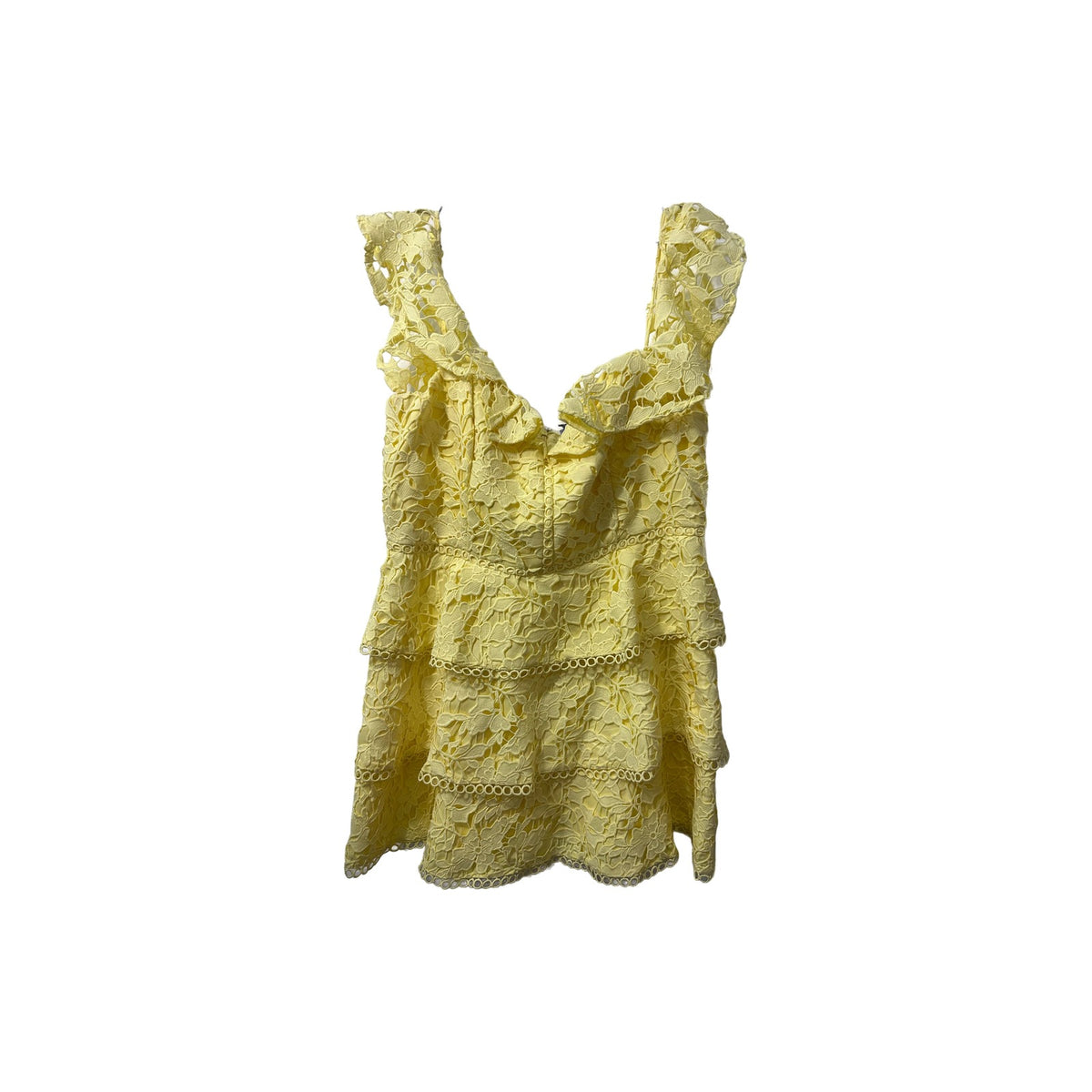 City Chic Layered Lace Ruffle Off Shoulder Mini Dress Yellow Size 18
